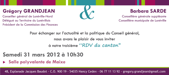 RDV du canton samedi 31 mars à 10h30 salle polyvalente de Maixe RDV du canton samedi 31 mars à 10h30 salle polyvalente de Maixe